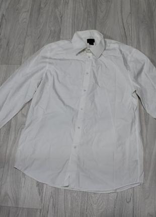 H&m xl белая рубашка мужская батал большого размера офисная без кармана с длинным рукавом офисная кл3 фото