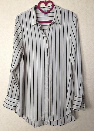 Очень красивая сатиновая рубашка в полоску от h&m
