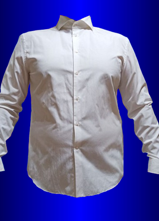 H&m xl белая рубашка мужская батал большого размера офисная без кармана с длинным рукавом офисная кл1 фото