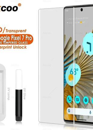 Защитное стекло akcoo для google pixel 7 pro с ультрафиолетовым жидким клеем