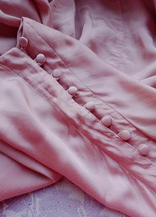 Свободная блузка сатиновая, нарядная блузка розового цвета, блуза в средневековом стиле7 фото