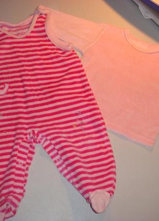 Теплі повзунки, комплект повзунки та кофточка на дівчинку, 6 місяців рожевий ,смужка