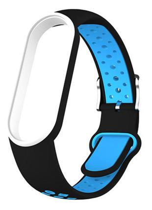 Силиконовый ремешок nike style для фитнес-браслета xiaomi mi band 5/6/7 с металлической застежкой черный с