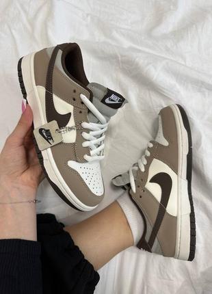 Шикарные женские кроссовки nike sb dunk low light brown светло-коричневые2 фото