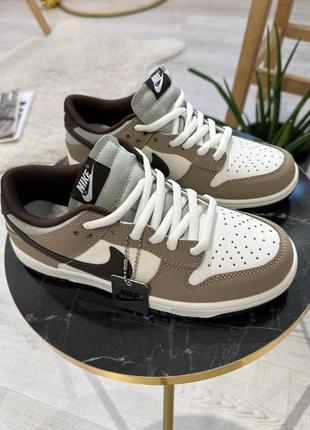 Шикарные женские кроссовки nike sb dunk low light brown светло-коричневые7 фото