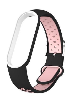 Силиконовый ремешок nike style для фитнес-браслета xiaomi mi band 5/6/7 с металлической застежкой black and