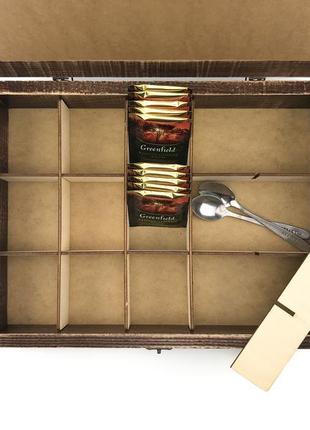 Деревянная прямоугольная чайная коробка "прованс" - "букет тюльпанов и дельфиниумов" 28 38 см3 фото