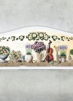 Деревянная прямоугольная декоративная полочка-вешалка "прованс" 9 30 см