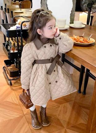 Весенняя стильная удлиненная куртка пальто для девочки