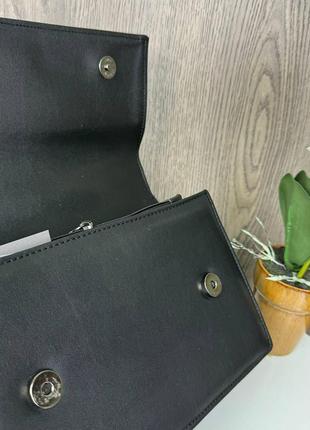 Стильная женская мини сумочка клатч черная, сумка на плечо классическая7 фото