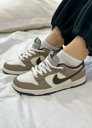 Шикарные женские кроссовки nike sb dunk low light brown светло-коричневые1 фото