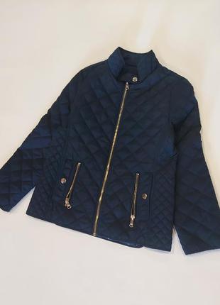 Стеганая куртка, пальто zara темно-синего цвета 6-9 лет2 фото