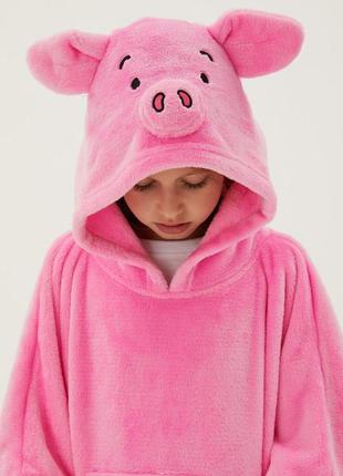 Накидка пончо з капюшоном m&s kids' fleece percy pigtm hooded blanket