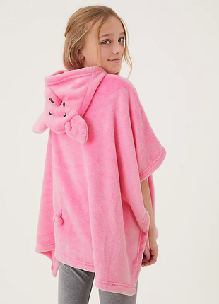 Накидка пончо с капюшоном m&s kids' fleece percy pig™ hooded blanket3 фото