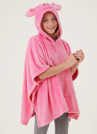 Накидка пончо з капюшоном m&amp;s kids' fleece percy pigtm hooded blanket2 фото