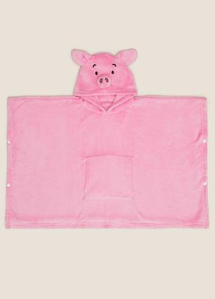 Накидка пончо з капюшоном m&amp;s kids' fleece percy pigtm hooded blanket6 фото