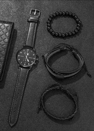 Чоловічий кварцовий наручний годинник + набір браслетів у подарунок1 фото