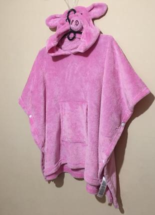 Накидка пончо с капюшоном m&s kids' fleece percy pig™ hooded blanket7 фото