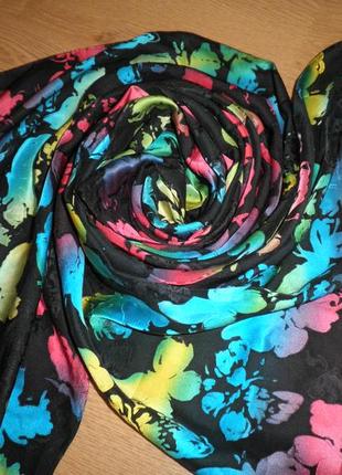 Шикарный яркий шарф структурированный шёлк креп и атлас 180х45 см шов роуль франция6 фото