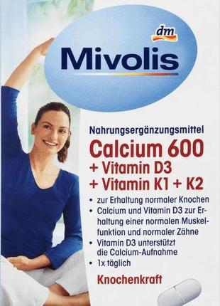 Mivolis calcium 600 + vitamin d3 + vitamin k1 + к2, 30 шт.1 фото