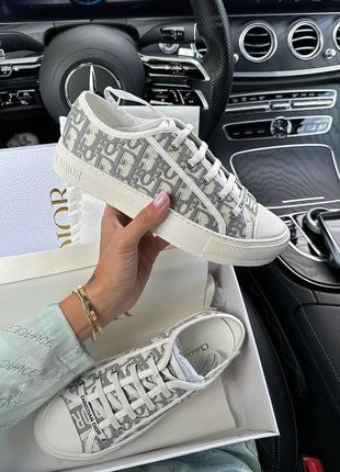 Прекрасные женские кеды в стиле dior b23 low logo white grey premium серые