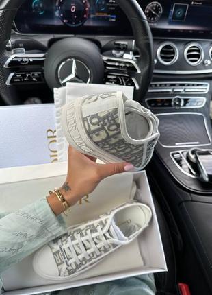 Прекрасные женские кеды в стиле dior b23 low logo white grey premium серые6 фото