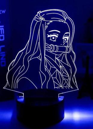 Акриловый 3d стветильник - ночник аниме незуко камадо 16цветов  + пульт