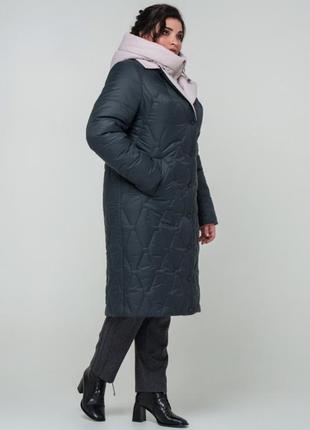 Якісне зимове стьобане пальто на силіконі3 фото