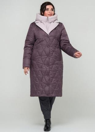 Качественное зимнее стеганое пальто на силиконе