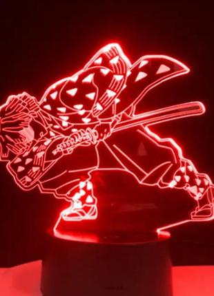 Акриловый 3d стветильник - ночник аниме клинок, рассекающий демонов 7 цветов  регулировка сенсорной кнопкой