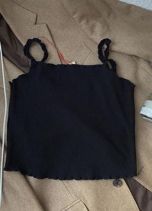 🖤базовый черный топ mango в рубчик эластичный, красиво садится по телу😍