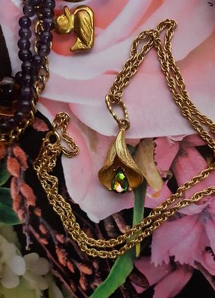 Кулон подвеска цветок Радужное стекло, avon американский винтаж