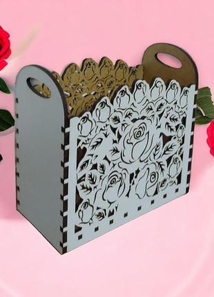Подарочная корзина, переноска, коробка, кашпо для цветов и декораций цветочная корзинка1 фото