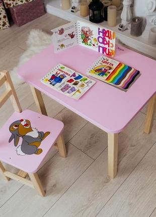 Стол и стул детский для малышей розовый.3 фото