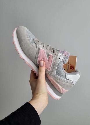 New balance 574 grey pink2 фото