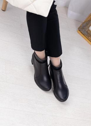 Ботинки кожаные женские на маленьком каблуке 6 см3 фото