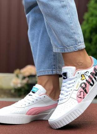 Женские кроссовки puma cali (белые с розово/голубым)  летние пума каил4 фото