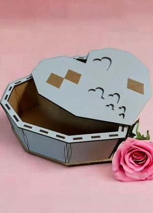 Подарочная коробка сердце деревянная на день рождения праздники подарочный бокс подарок коробка деревянная6 фото