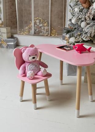 Детский столик и стульчик медвежонок розовый.8 фото
