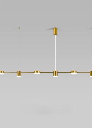 Люстра світлодіодна над столом на 6 світильників у бронзовому золоті.