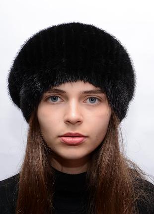 Жіночий в'язаний норковий бере "кулька"