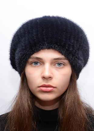 Жіночий в'язаний норковий бере "кулька"