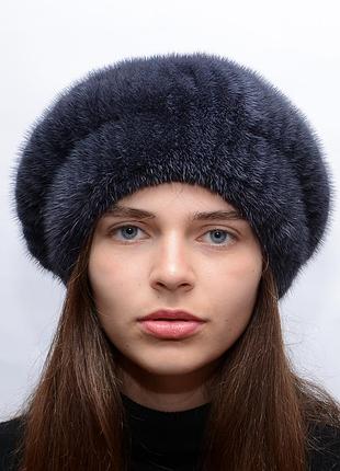 Жіночий в'язаний норковий бере "кулька"