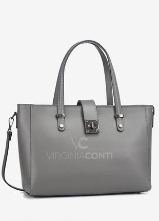 Женская кожаная сумка темно-серая virginia conti 01738