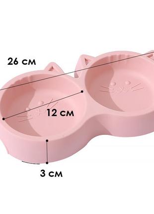 Миска для кошек taotaopets cat 123307 pink двойная пластиковая3 фото