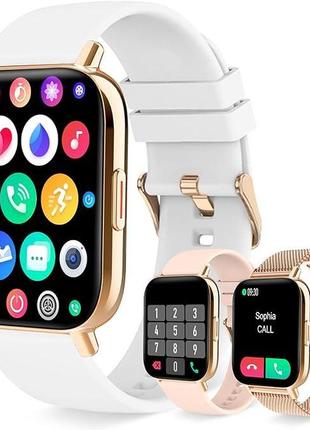 Розумний смарт-годинник erkwei для телефонів android ios, жіночий з 3 ремінцями в комплекті