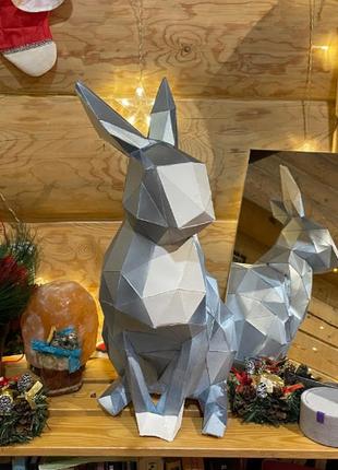 Paperkhan конструктор з картону 3d фігура заєць кролик зайчик паперкрафт papercraft подарунковий набір для творчості іграшка сувен