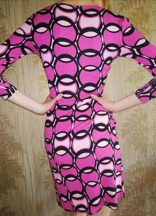 Sake! zara платье хлопковое, платье на запах, в принт, яркое розовое платье миди2 фото