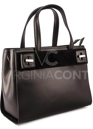 Черная кожаная итальянская сумка тм virginia conti