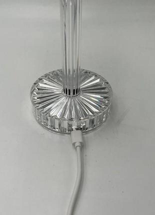 Настільна лампа світлодіодна diamond нічник портативний led світильник від usb декоративний кришталь 0201 топ3 фото